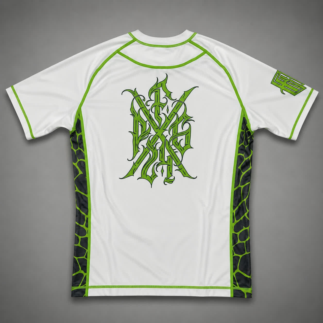 Pieters Fightgear Rashguard – Korte Mouw – Wit/Groen