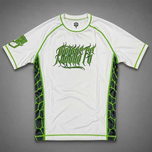 Pieters Fightgear Rashguard – Korte Mouw – Wit/Groen