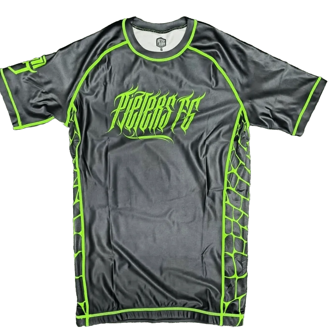 Pieters Fightgear Rashguard – Korte Mouw – Zwart/Groen - Pieters Fightgear