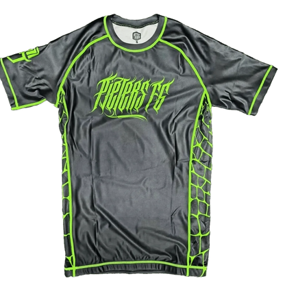 Pieters Fightgear Rashguard – Korte Mouw – Zwart/Groen - Pieters Fightgear