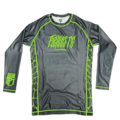Fightgear Rashguard – Lange Mouw – Zwart/Groen - Pieters Fightgear