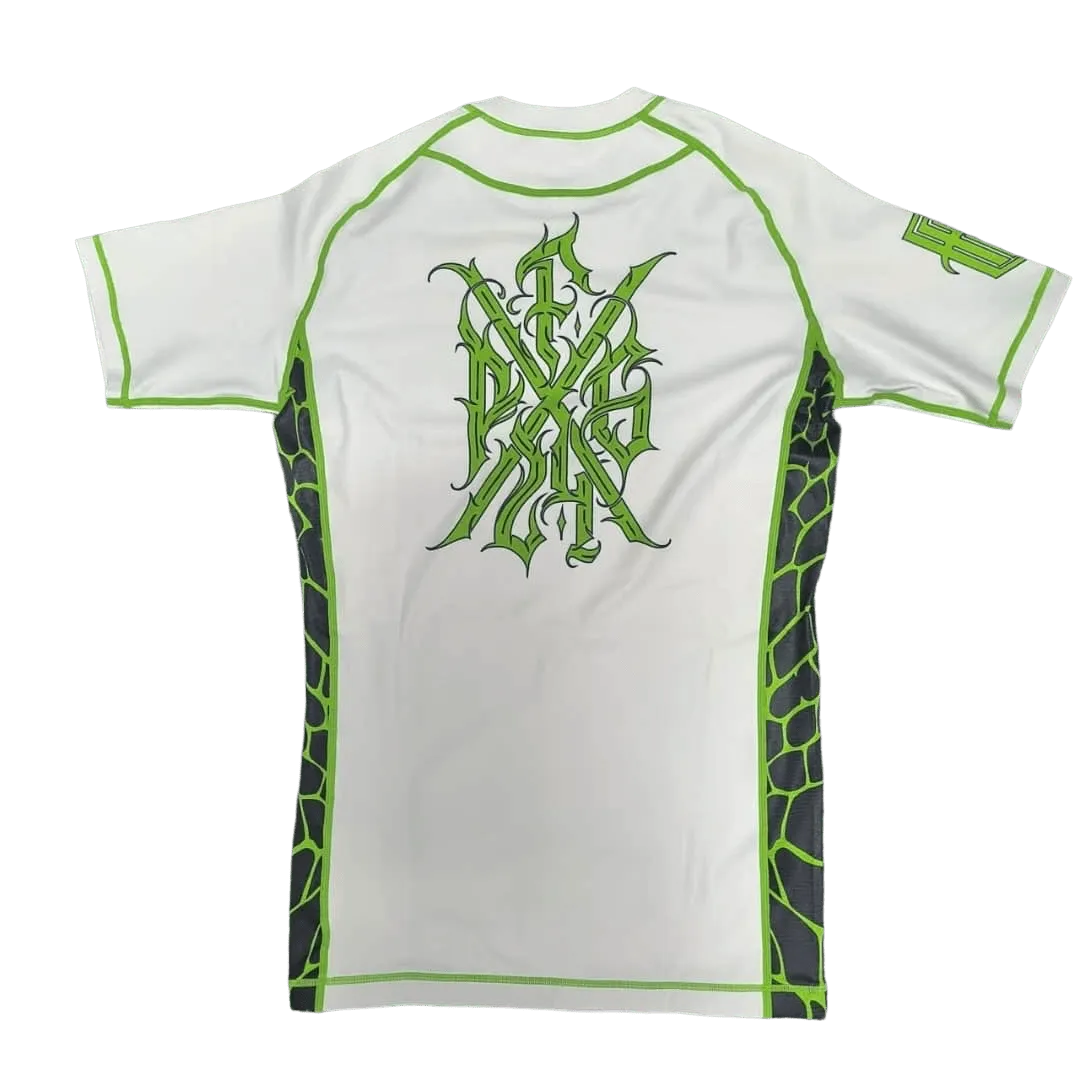 Pieters Fightgear Rashguard – Korte Mouw – Wit/Groen - Pieters Fightgear