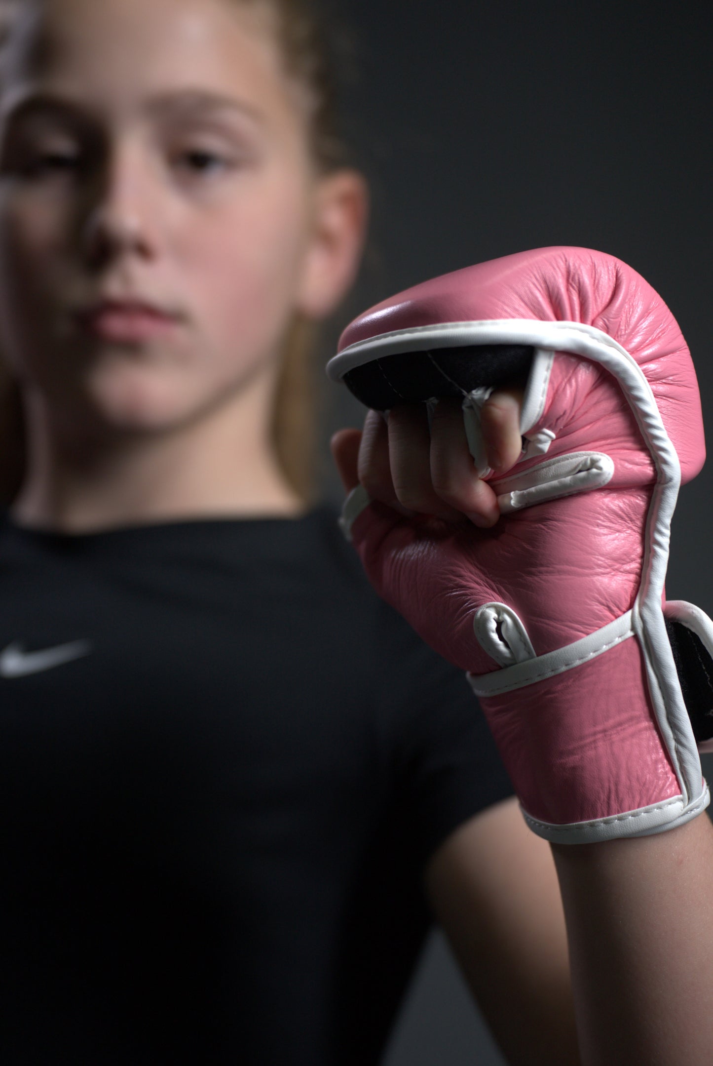 Pink MMA sparring gloves for kids