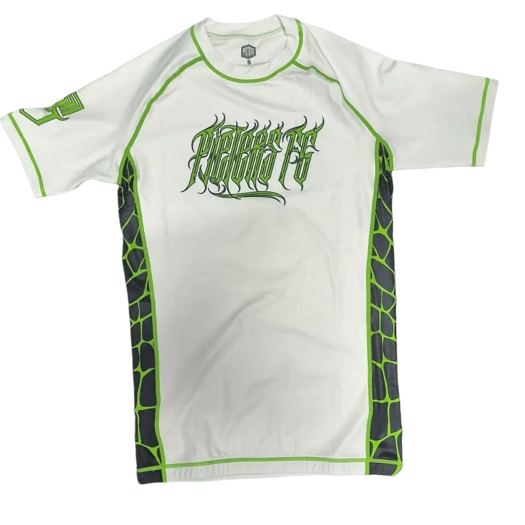 Pieters Fightgear Rashguard – Korte Mouw – Wit/Groen - Pieters Fightgear